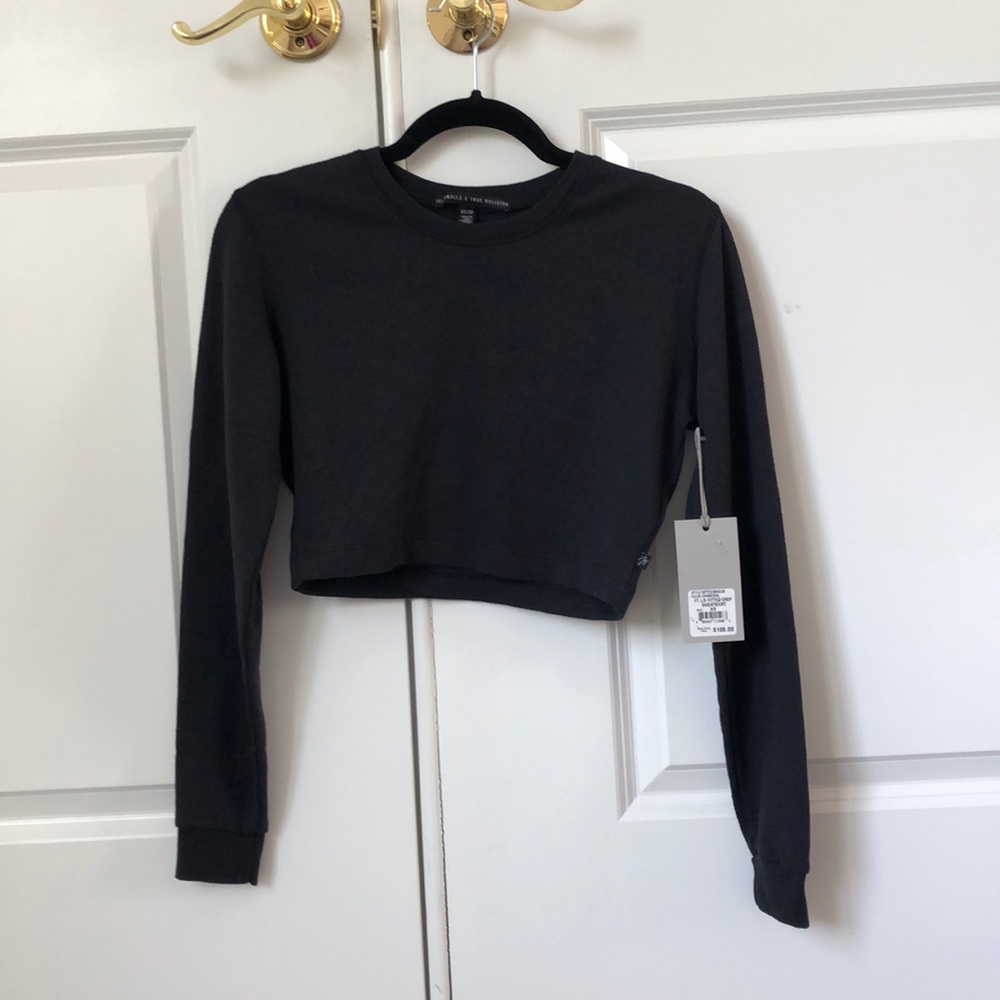 Joan smalls true religion long sleeve crop top
